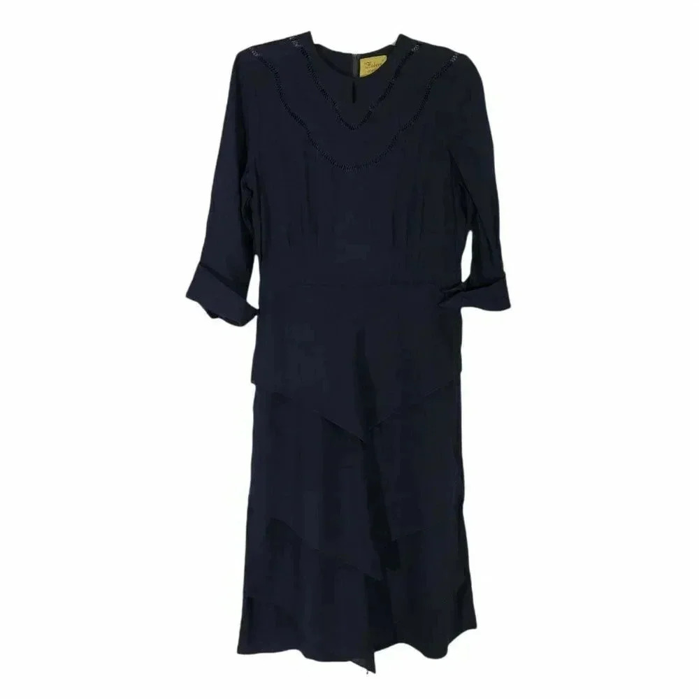 Habern Original 1930s Navy Blue Rayon Church Dress